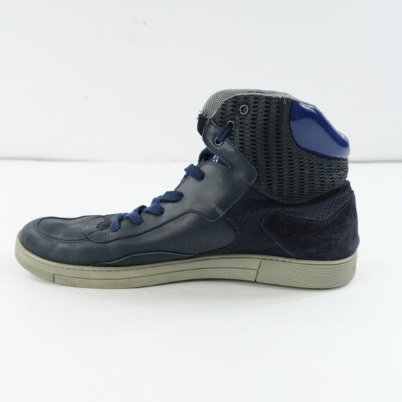 Salvatore Ferragamo Robert High Top Sneakers Blue Leather Suede Mesh Size 13 E main image 4